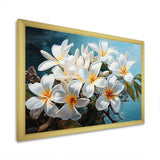 Meticulously Rendered White Plumeria Blossoms P Dba522B1 - Floral Canvas Wall Art