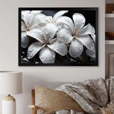 Plumeria Blooms In Stormy Grays - Floral Canvas Wall Art