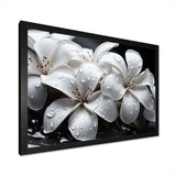 Plumeria Blooms In Stormy Grays - Floral Canvas Wall Art