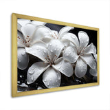 Plumeria Blooms In Stormy Grays - Floral Canvas Wall Art