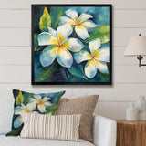 White Plumeria Symphony Magic I - Floral Canvas Wall Art