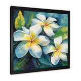 White Plumeria Symphony Magic I - Floral Canvas Wall Art