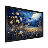 Navy Blue Poppies Field - Landscapes Canvas Wall Art