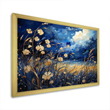 Navy Blue Poppies Field - Landscapes Canvas Wall Art