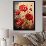 Poppies Scarlet Solitude I - Floral Canvas Wall Art