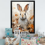 Bunny S Curious Foliage Charm - Beige Rabbit Wall Art