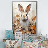 Bunny S Curious Foliage Charm - Beige Rabbit Wall Art