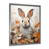 Bunny S Curious Foliage Charm - Beige Rabbit Wall Art