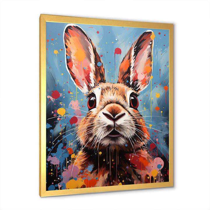 Pop Art Portrayal Of A Rabbit Hues - Rabbit Framed Canvas Art