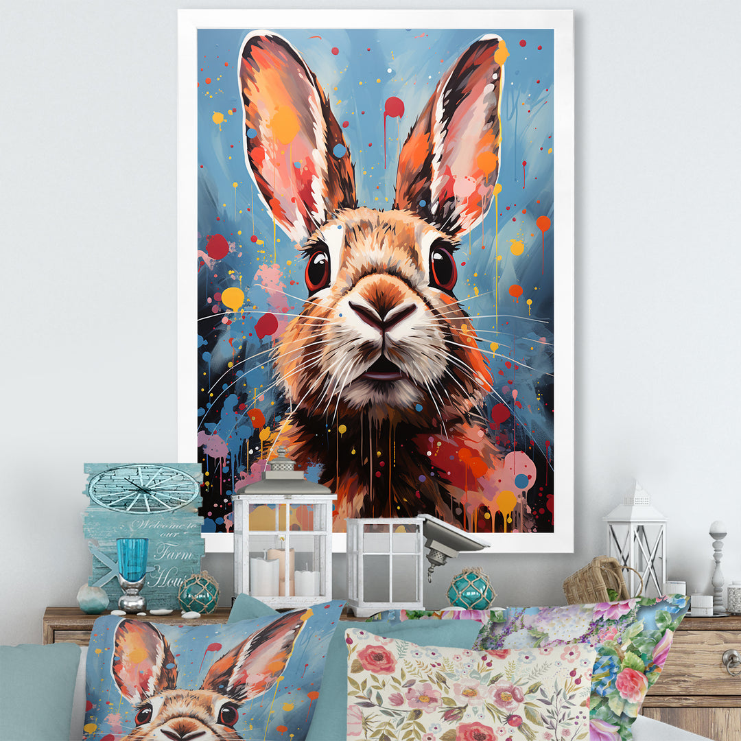 Pop Art Portrayal Of A Rabbit Hues - Rabbit Framed Canvas Art