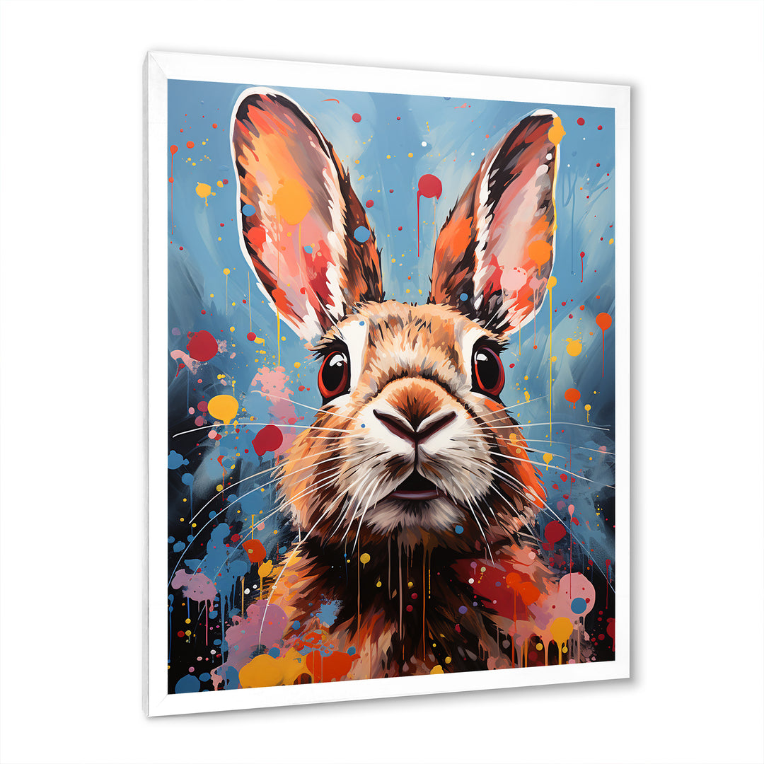 Pop Art Portrayal Of A Rabbit Hues - Rabbit Framed Canvas Art