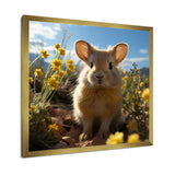 Curious Rabbit In Sunny Yellow Flower Field - Rabbit Canvas Wall Art