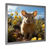 Curious Rabbit In Sunny Yellow Flower Field - Rabbit Canvas Wall Art
