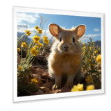 Curious Rabbit In Sunny Yellow Flower Field - Rabbit Canvas Wall Art