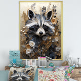 Mischief Blooming Raccoon Portrait - Raccoon Wall Art Prints