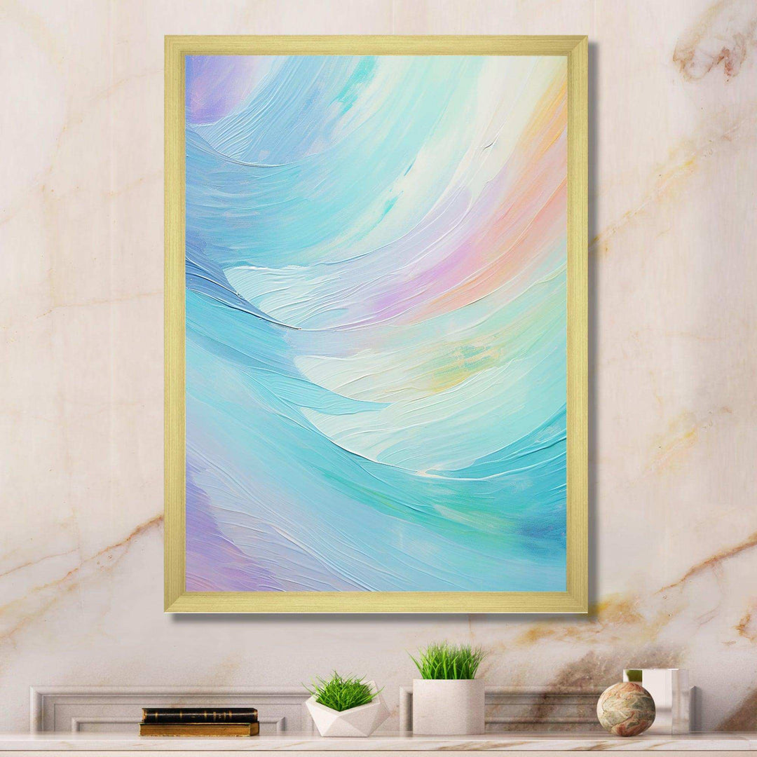 Soft Cyan Rainbow Whisper - Abstract Canvas Wall Art