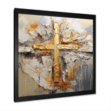 Gold Religious Minimalism Cross - Spiritual Canvas Wall Art