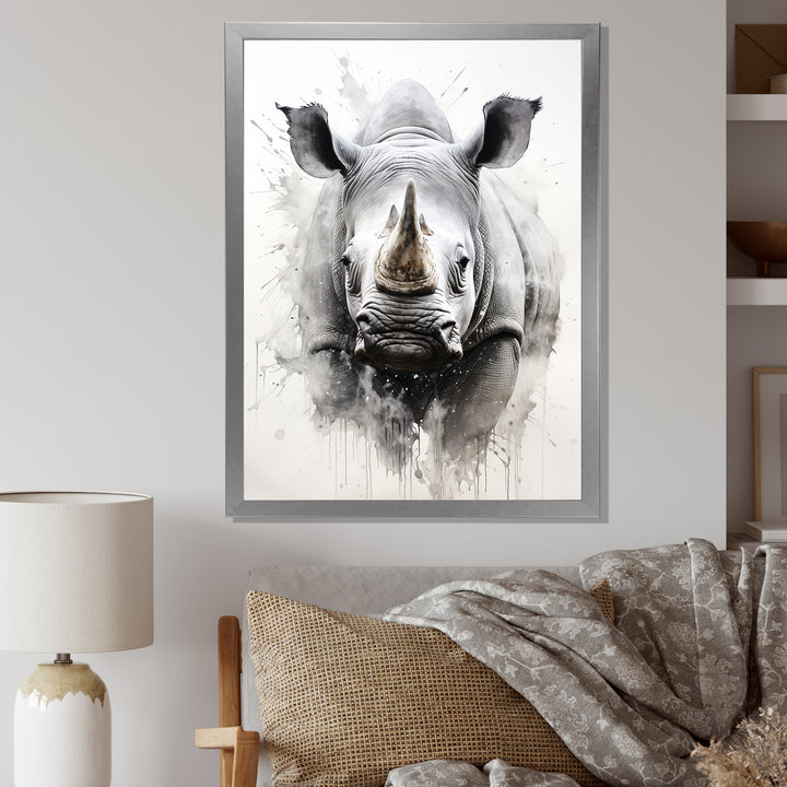 Mighty Stampede Rhinoceros - Rhinoceros Large Canvas Wall Art