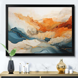 Abstract Orange And Blue River Ink - Abstract Canvas Wall Art