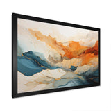 Abstract Orange And Blue River Ink - Abstract Canvas Wall Art