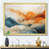 Abstract Orange And Blue River Ink - Abstract Canvas Wall Art