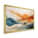 Abstract Orange And Blue River Ink - Abstract Canvas Wall Art