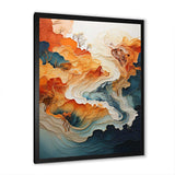 Abstract Orange And Blue River Ink I - Abstract Canvas Wall Art