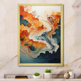 Abstract Orange And Blue River Ink I - Abstract Canvas Wall Art