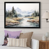 River Mountain In Minimal Canada II - Landscapes Canvas Wall Art