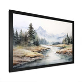 River Mountain In Minimal Canada II - Landscapes Canvas Wall Art