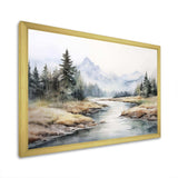 River Mountain In Minimal Canada II - Landscapes Canvas Wall Art