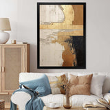 Abstract Beige Gold Road Collage IV - Abstract Canvas Wall Art