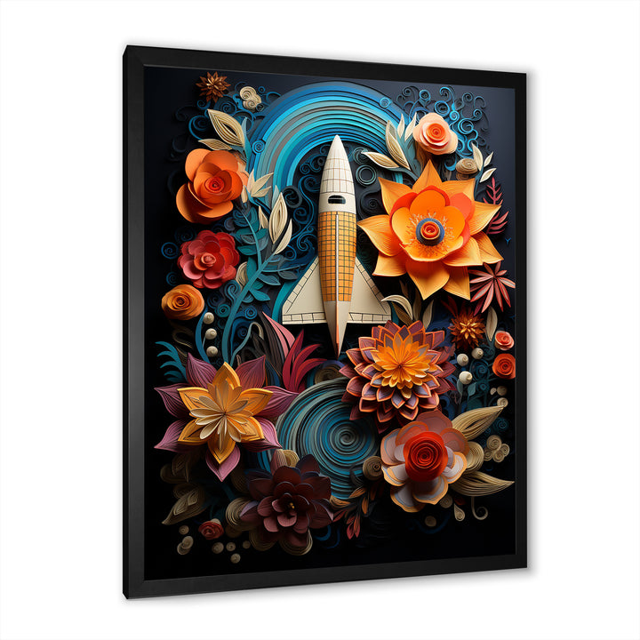 A Surrealism Space Shuttle Launch - Rocketship Canvas Wall Art
