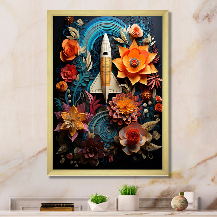 A Surrealism Space Shuttle Launch - Rocketship Canvas Wall Art