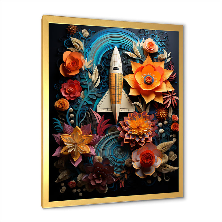 A Surrealism Space Shuttle Launch - Rocketship Canvas Wall Art