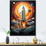 Moon Space Shuttle Blaze - Rocketship Canvas Wall Art