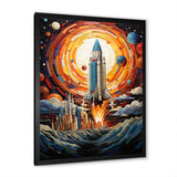 Moon Space Shuttle Blaze - Rocketship Canvas Wall Art