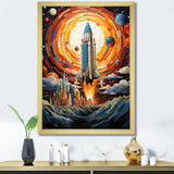 Moon Space Shuttle Blaze - Rocketship Canvas Wall Art