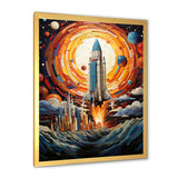 Moon Space Shuttle Blaze - Rocketship Canvas Wall Art