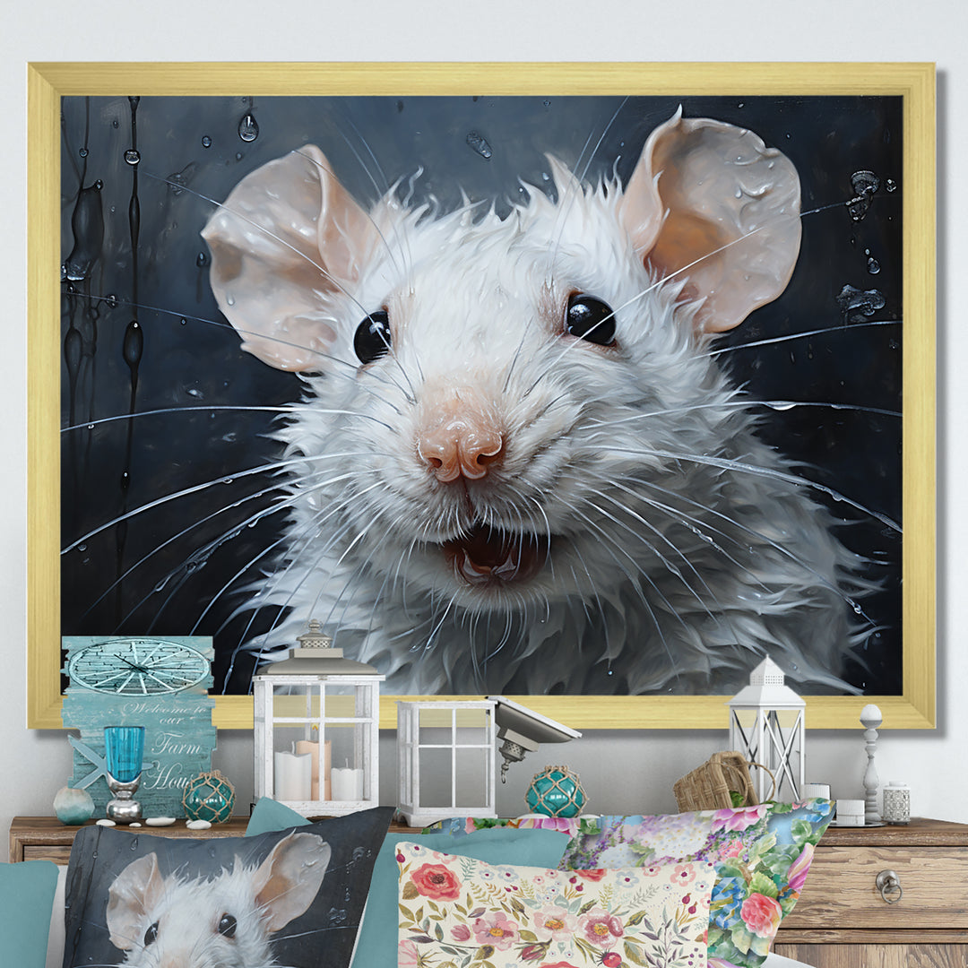White Squeaky Rodent Painting - Rodent Canvas Wall Art