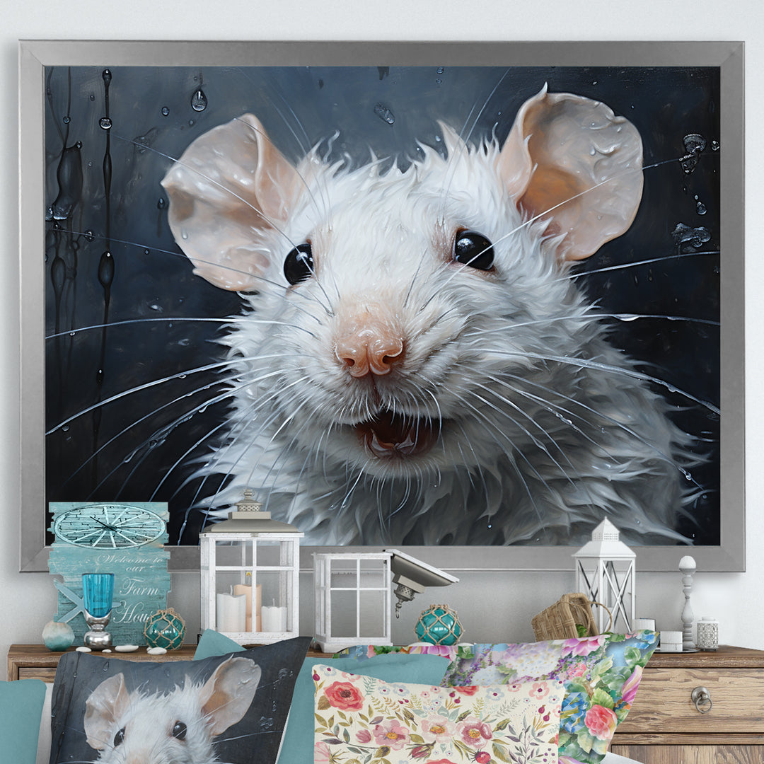 White Squeaky Rodent Painting - Rodent Canvas Wall Art