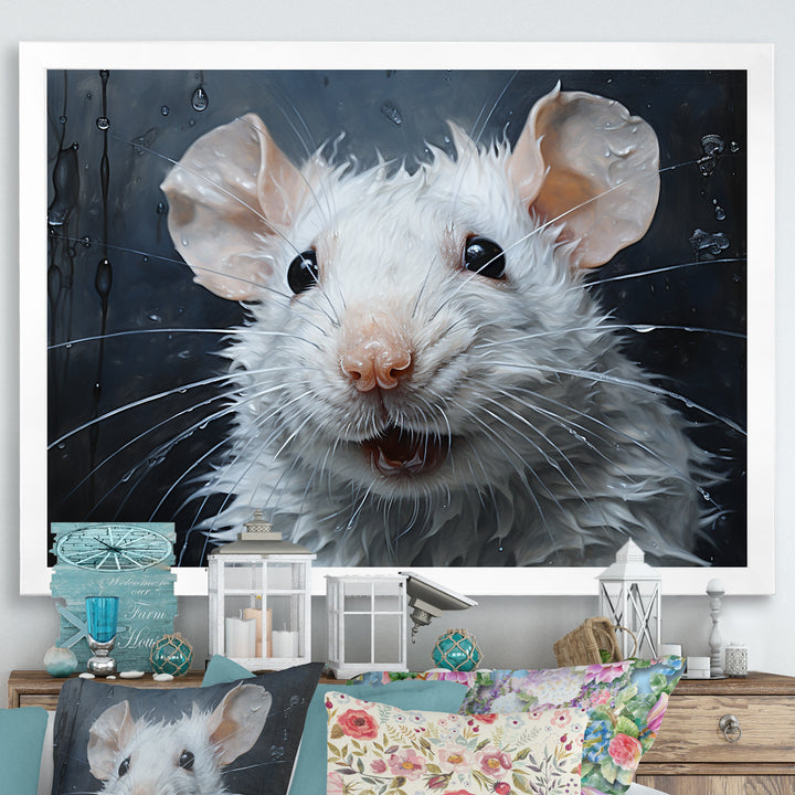 White Squeaky Rodent Painting - Rodent Canvas Wall Art