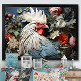 Loyal Flower Rooster Portrait - Rooster Wall Art Prints
