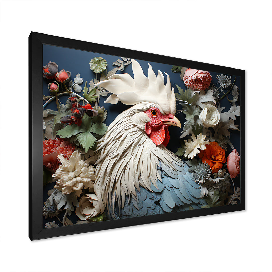 Loyal Flower Rooster Portrait - Rooster Wall Art Prints