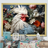 Loyal Flower Rooster Portrait - Rooster Wall Art Prints