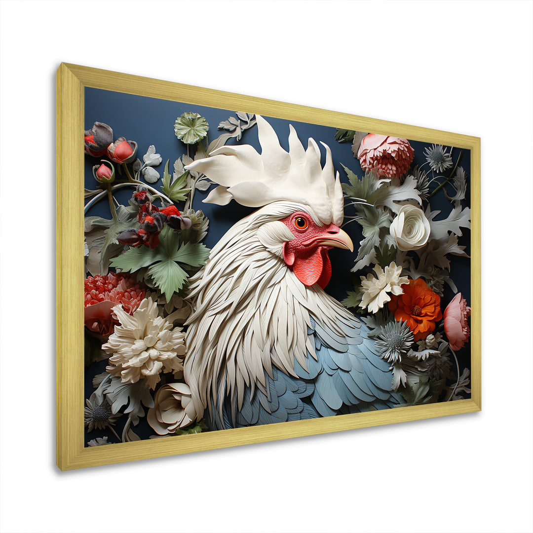 Loyal Flower Rooster Portrait - Rooster Wall Art Prints