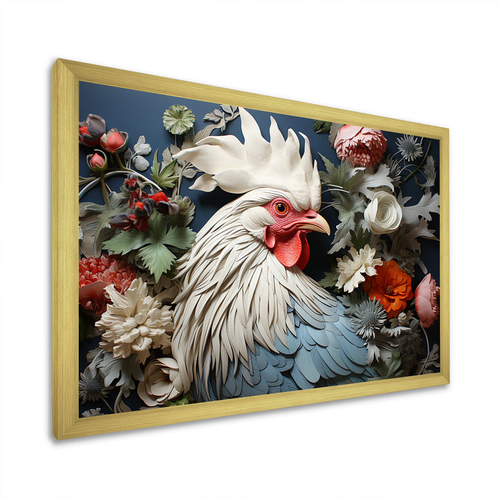 Loyal Flower Rooster Portrait - Rooster Wall Art Prints