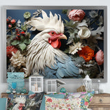 Loyal Flower Rooster Portrait - Rooster Wall Art Prints