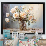 Roses Farmhouse Still Life - Floral Canvas Wall Art