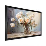 Roses Farmhouse Still Life - Floral Canvas Wall Art